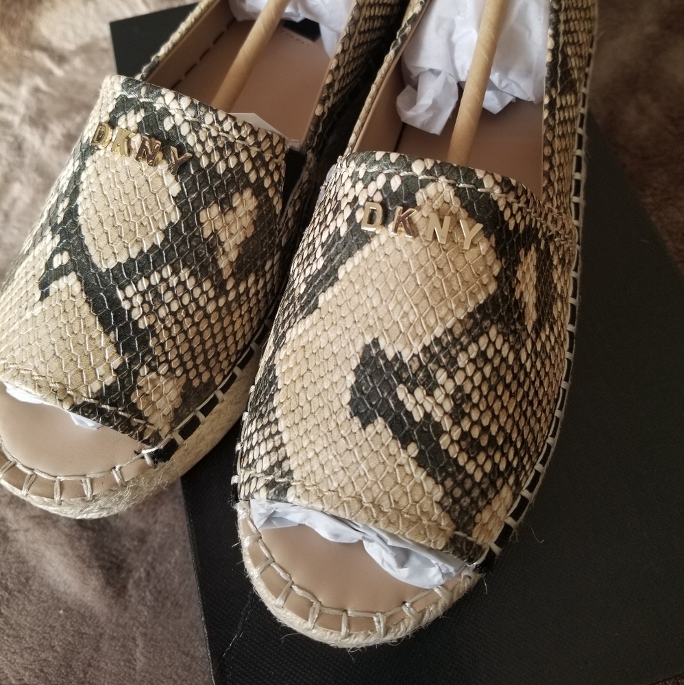 DKNY Beige and Black Snake-Print Espadrille Slip-Ons - Picture 3 of 7